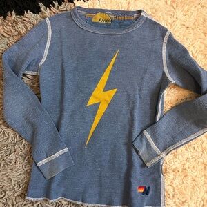 Aviator Nation Blue Waffle Thermal with Yellow Bolt